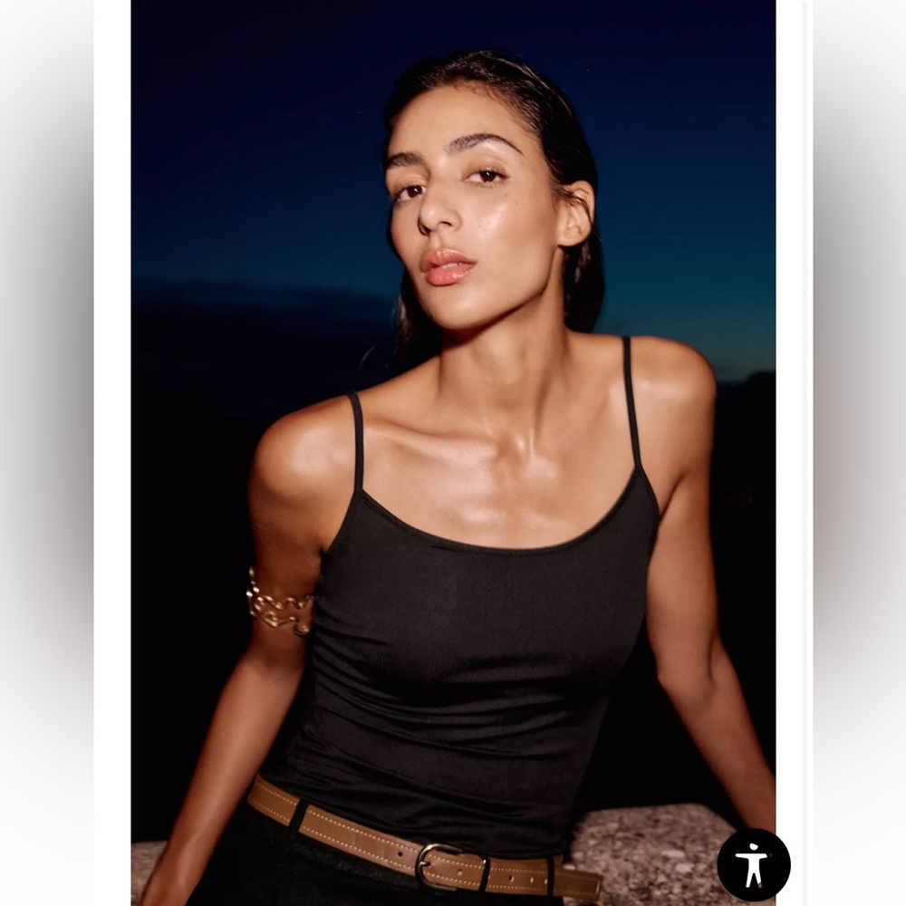 NEW Zara polymide spaghetti strap black camisole